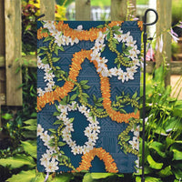 Aloha Festive Hawaii Garden Flag Mokihana - Maile and Ilima on Navy Blue - Polynesian Pride