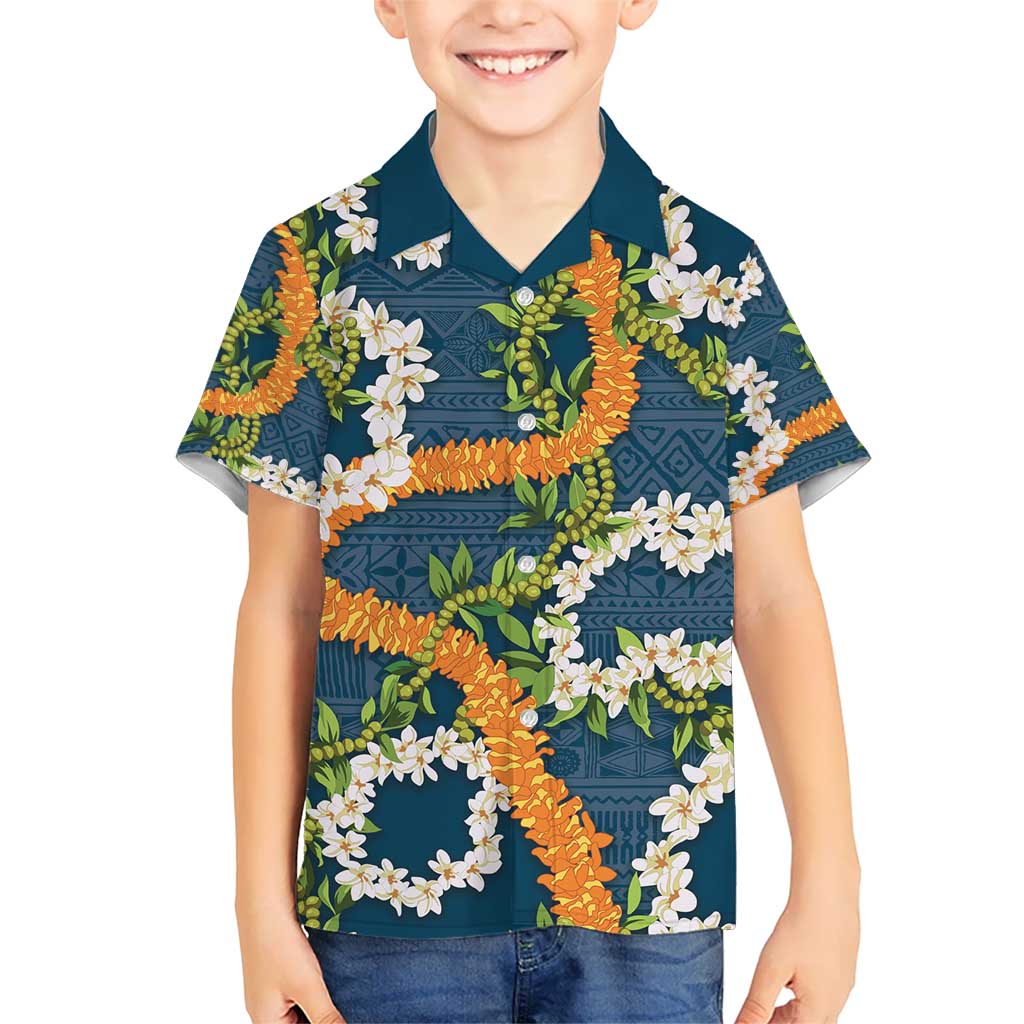 Aloha Festive Hawaii Hawaiian Shirt Mokihana - Maile and Ilima on Navy Blue - Polynesian Pride