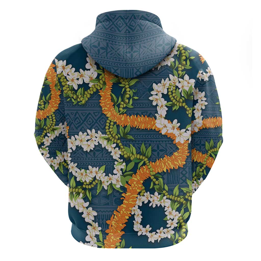 Aloha Festive Hawaii Hoodie Mokihana - Maile and Ilima on Navy Blue - Polynesian Pride