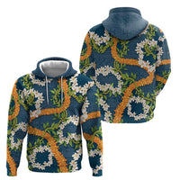 Aloha Festive Hawaii Hoodie Mokihana - Maile and Ilima on Navy Blue - Polynesian Pride