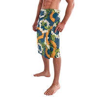 Aloha Festive Hawaii Lavalava Mokihana - Maile and Ilima on Navy Blue - Polynesian Pride