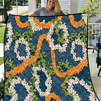 Aloha Festive Hawaii Quilt Mokihana - Maile and Ilima on Navy Blue - Polynesian Pride