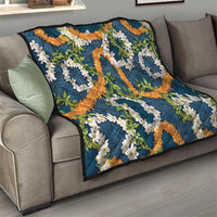 Aloha Festive Hawaii Quilt Mokihana - Maile and Ilima on Navy Blue - Polynesian Pride
