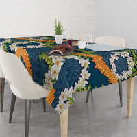 Aloha Festive Hawaii Tablecloth Mokihana - Maile and Ilima on Navy Blue - Polynesian Pride