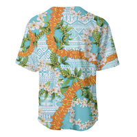 Aloha Festive Hawaii Baseball Jersey Mokihana - Maile and Ilima on Turquoise - Polynesian Pride