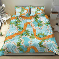 Aloha Festive Hawaii Bedding Set Mokihana - Maile and Ilima on Turquoise - Polynesian Pride