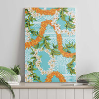 Aloha Festive Hawaii Canvas Wall Art Mokihana - Maile and Ilima on Turquoise - Polynesian Pride
