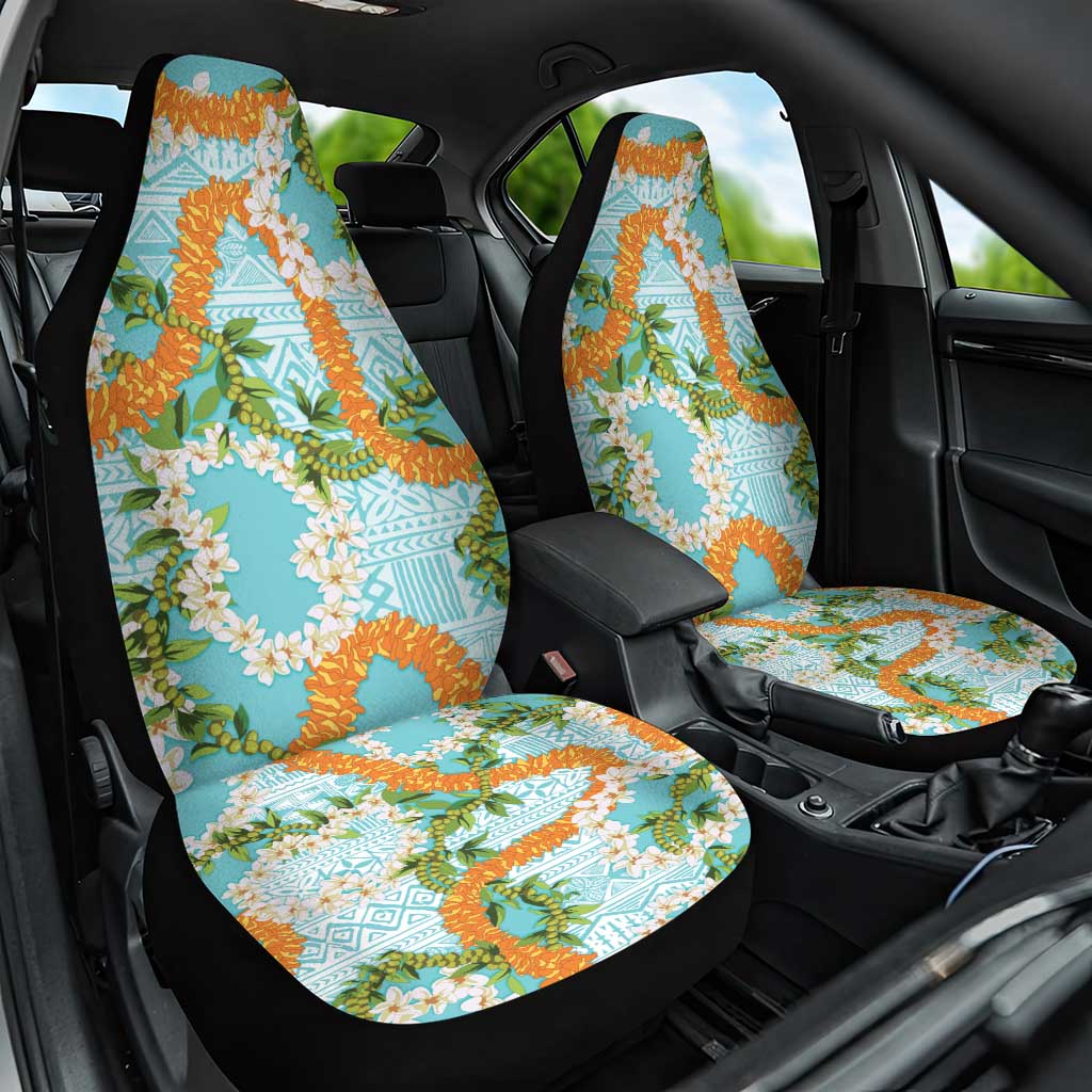 Aloha Festive Hawaii Car Seat Cover Mokihana - Maile and Ilima on Turquoise - Polynesian Pride