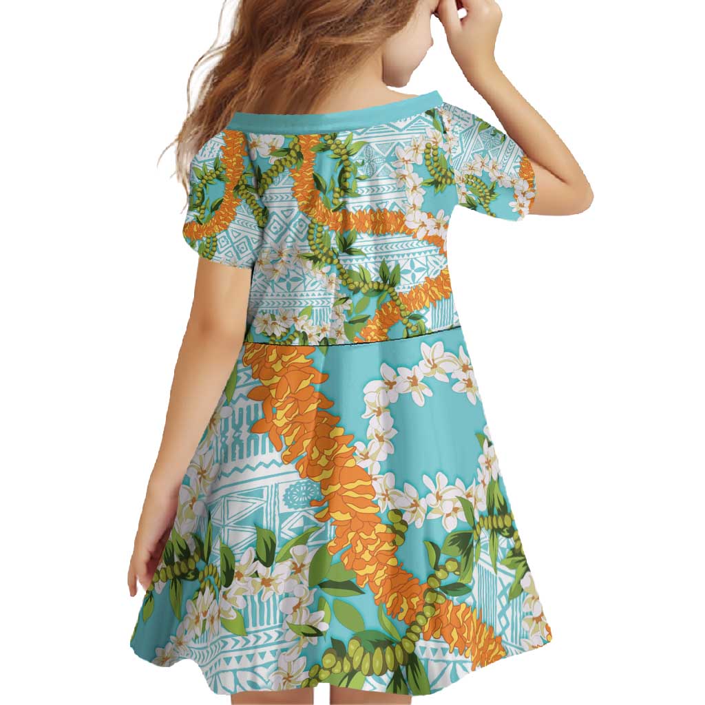 Aloha Festive Hawaii Family Matching Short Sleeve Bodycon Dress and Hawaiian Shirt Mokihana - Maile and Ilima on Turquoise - Polynesian Pride