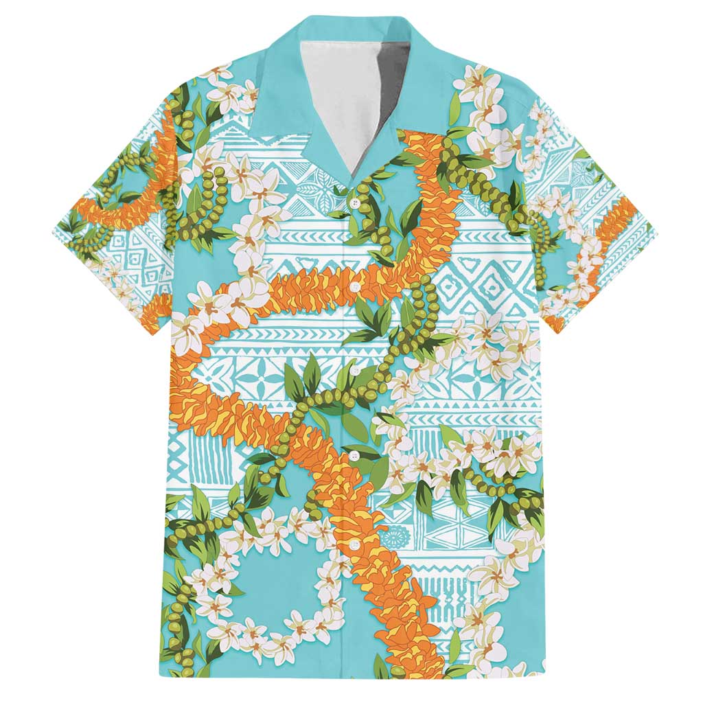 Aloha Festive Hawaii Family Matching Tank Maxi Dress and Hawaiian Shirt Mokihana - Maile and Ilima on Turquoise - Polynesian Pride