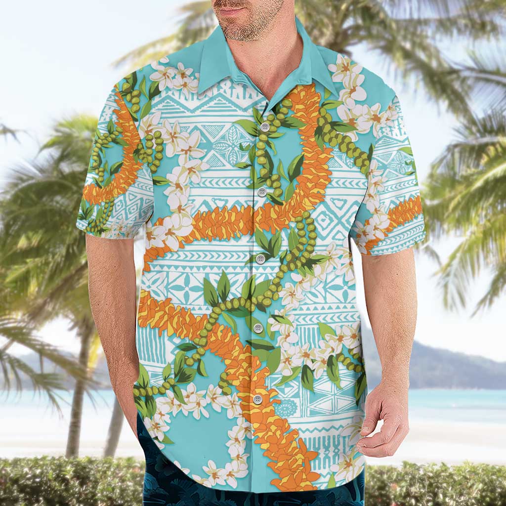 Aloha Festive Hawaii Hawaiian Shirt Mokihana - Maile and Ilima on Turquoise - Polynesian Pride
