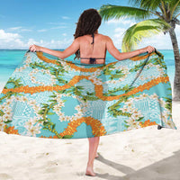 Aloha Festive Hawaii Sarong Mokihana - Maile and Ilima on Turquoise - Polynesian Pride