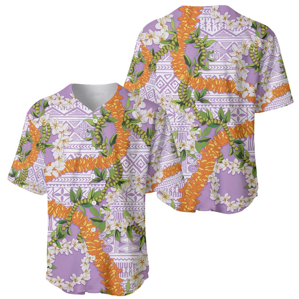 Aloha Festive Hawaii Baseball Jersey Mokihana - Maile and Ilima on Lilac - Polynesian Pride