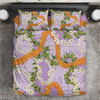 Aloha Festive Hawaii Bedding Set Mokihana - Maile and Ilima on Lilac - Polynesian Pride