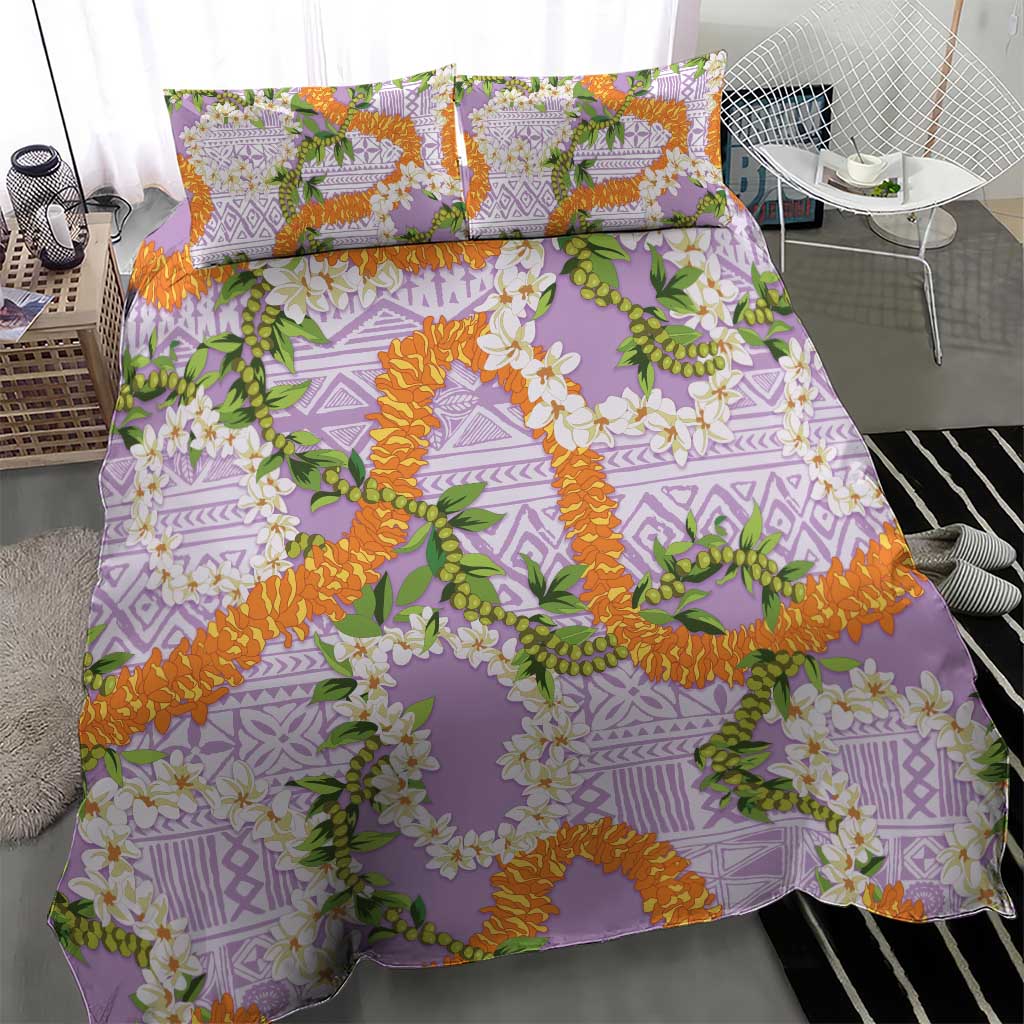 Aloha Festive Hawaii Bedding Set Mokihana - Maile and Ilima on Lilac - Polynesian Pride