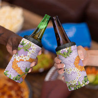 Aloha Festive Hawaii 4 in 1 Can Cooler Tumbler Mokihana - Maile and Ilima on Lilac - Polynesian Pride