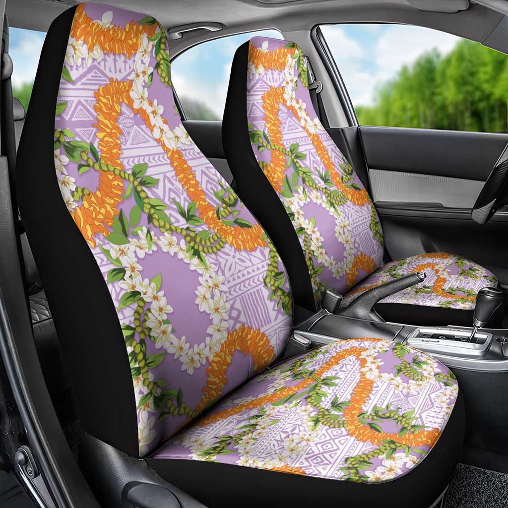 Aloha Festive Hawaii Car Seat Cover Mokihana - Maile and Ilima on Lilac - Polynesian Pride