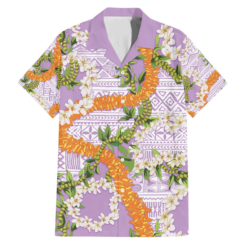 Aloha Festive Hawaii Family Matching Mermaid Dress and Hawaiian Shirt Mokihana - Maile and Ilima on Lilac - Polynesian Pride