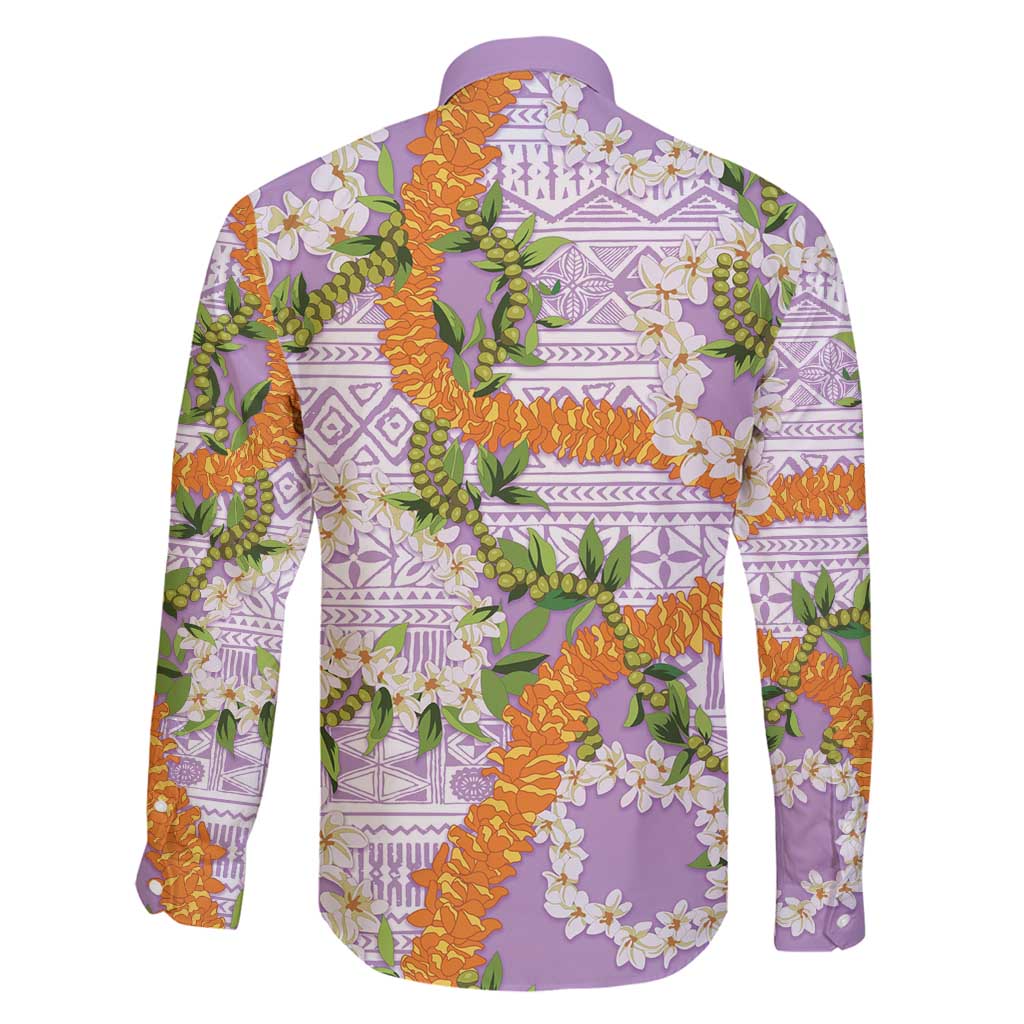 Aloha Festive Hawaii Family Matching Off Shoulder Short Dress and Hawaiian Shirt Mokihana - Maile and Ilima on Lilac - Polynesian Pride
