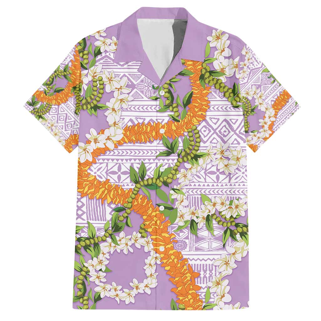 Aloha Festive Hawaii Family Matching Short Sleeve Bodycon Dress and Hawaiian Shirt Mokihana - Maile and Ilima on Lilac - Polynesian Pride