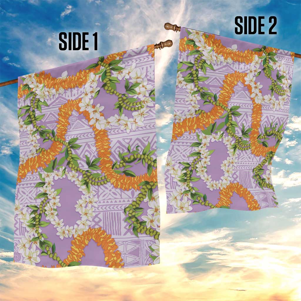 Aloha Festive Hawaii Garden Flag Mokihana - Maile and Ilima on Lilac - Polynesian Pride