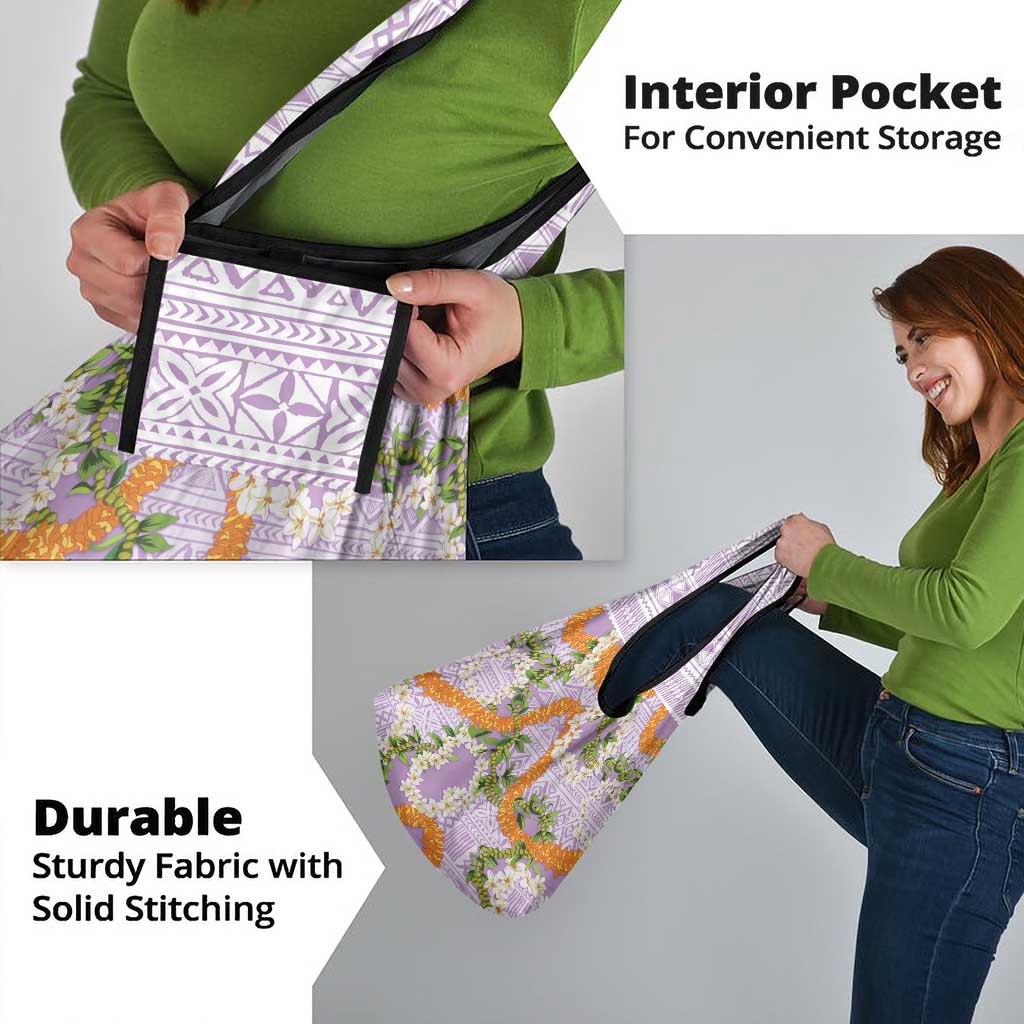 Aloha Festive Hawaii Grocery Bag Mokihana - Maile and Ilima on Lilac - Polynesian Pride