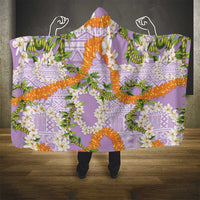 Aloha Festive Hawaii Hooded Blanket Mokihana - Maile and Ilima on Lilac - Polynesian Pride