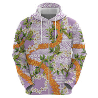 Aloha Festive Hawaii Hoodie Mokihana - Maile and Ilima on Lilac - Polynesian Pride