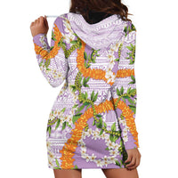 Aloha Festive Hawaii Hoodie Dress Mokihana - Maile and Ilima on Lilac - Polynesian Pride