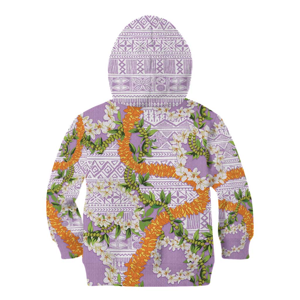 Aloha Festive Hawaii Kid Hoodie Mokihana - Maile and Ilima on Lilac - Polynesian Pride