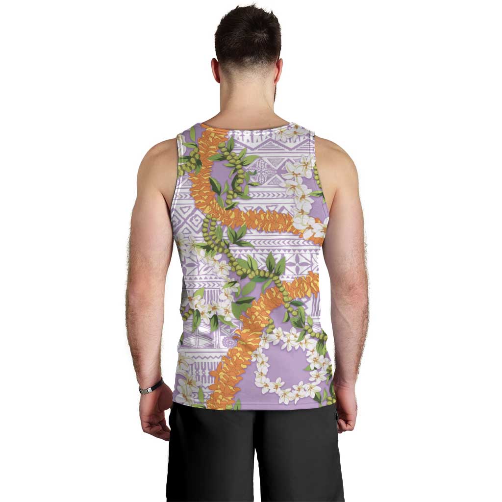 Aloha Festive Hawaii Men Tank Top Mokihana - Maile and Ilima on Lilac - Polynesian Pride