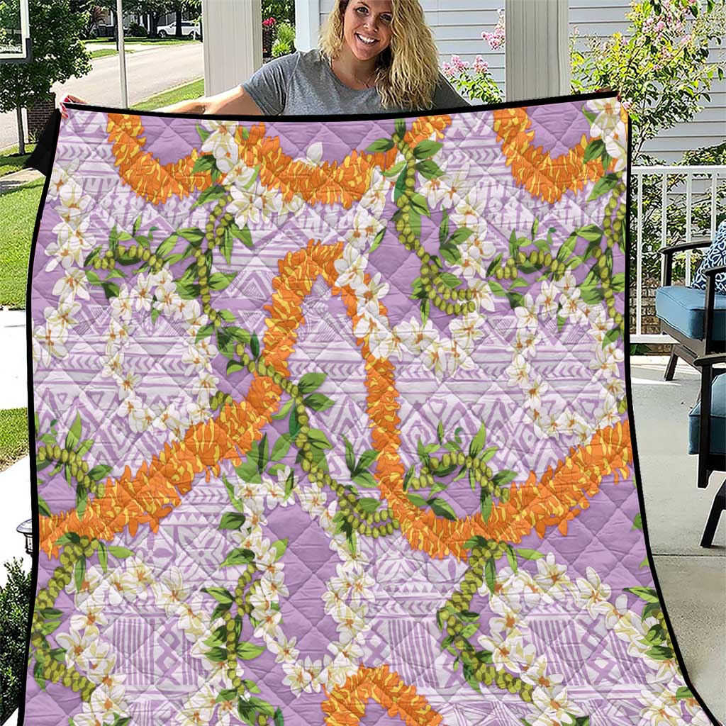 Aloha Festive Hawaii Quilt Mokihana - Maile and Ilima on Lilac - Polynesian Pride