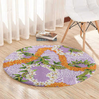 Aloha Festive Hawaii Round Carpet Mokihana - Maile and Ilima on Lilac - Polynesian Pride