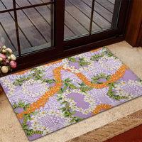 Aloha Festive Hawaii Rubber Doormat Mokihana - Maile and Ilima on Lilac - Polynesian Pride