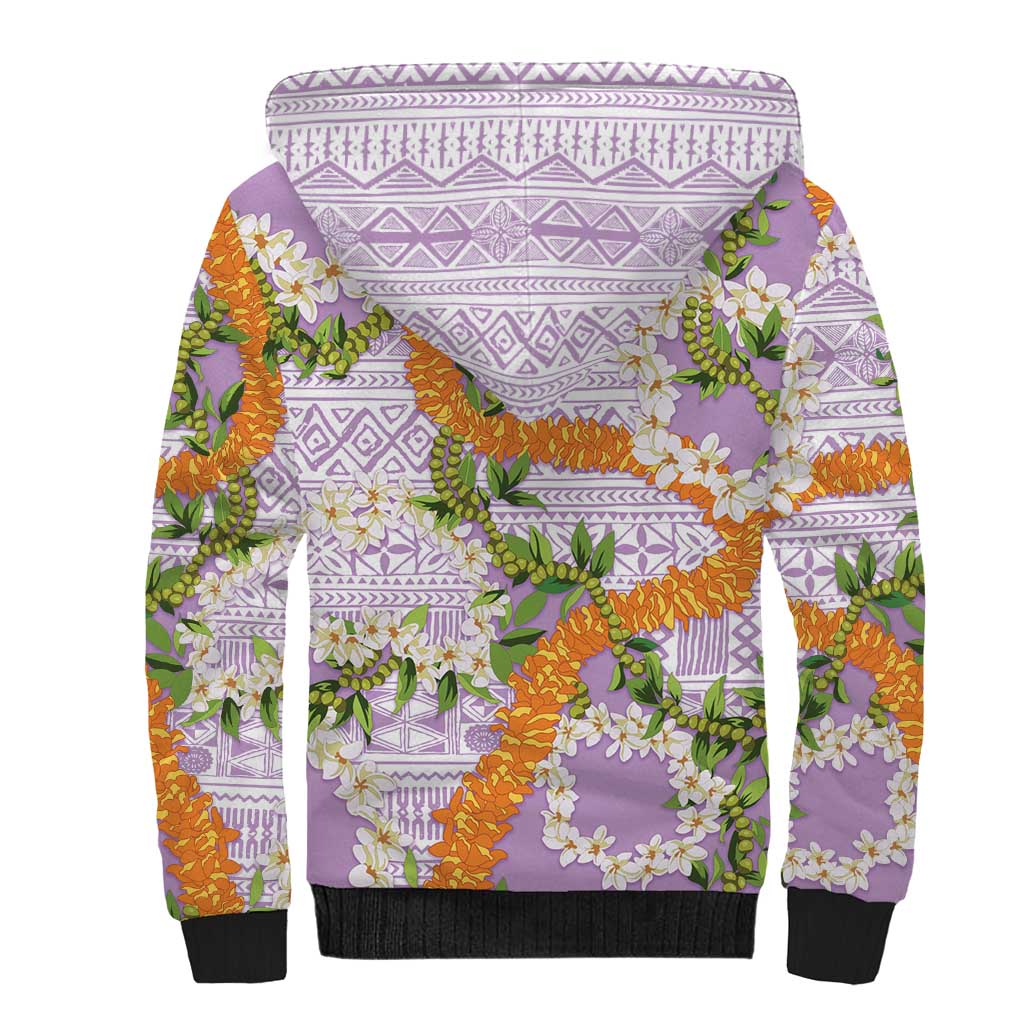 Aloha Festive Hawaii Sherpa Hoodie Mokihana - Maile and Ilima on Lilac - Polynesian Pride