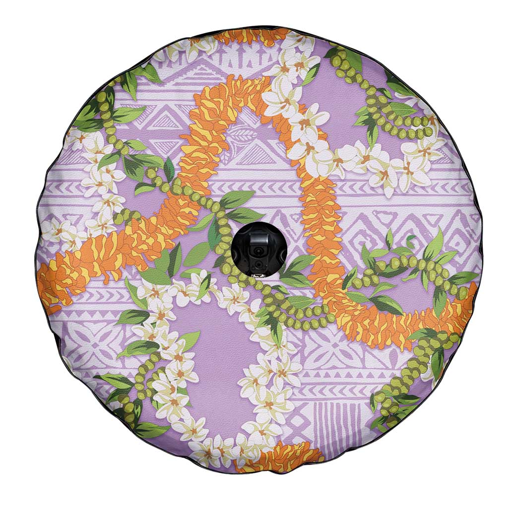 Aloha Festive Hawaii Spare Tire Cover Mokihana - Maile and Ilima on Lilac - Polynesian Pride