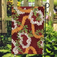 Aloha Festive Hawaii Garden Flag Mokihana - Maile and Ilima on Crimson - Polynesian Pride