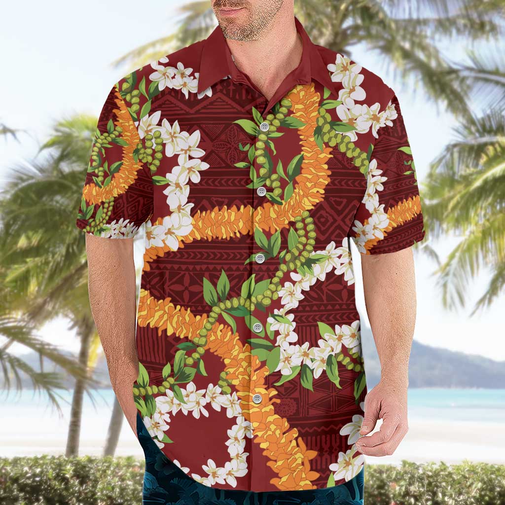 Aloha Festive Hawaii Hawaiian Shirt Mokihana - Maile and Ilima on Crimson - Polynesian Pride