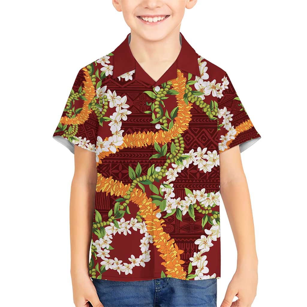 Aloha Festive Hawaii Hawaiian Shirt Mokihana - Maile and Ilima on Crimson - Polynesian Pride