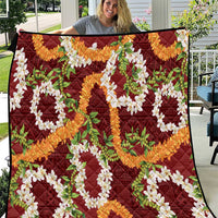 Aloha Festive Hawaii Quilt Mokihana - Maile and Ilima on Crimson - Polynesian Pride