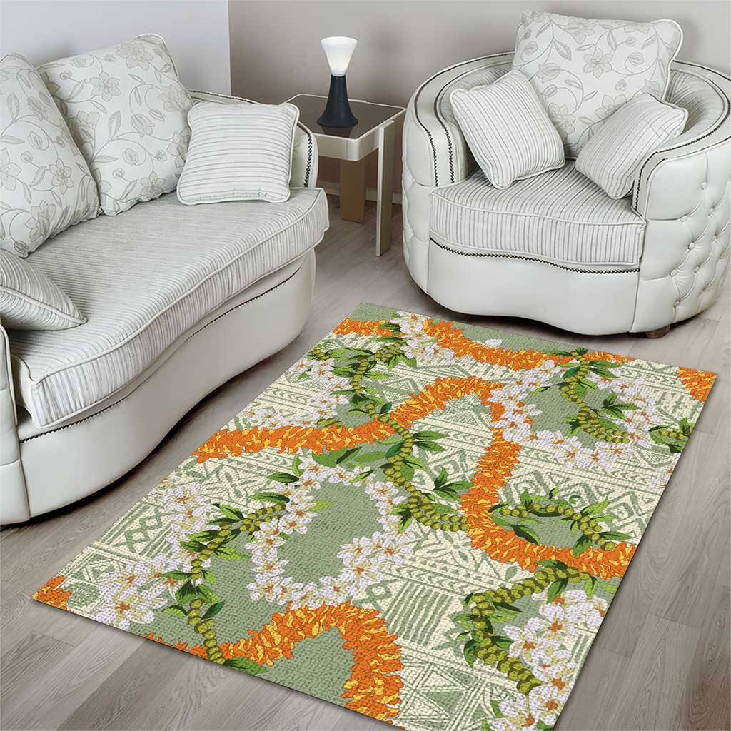 Aloha Festive Hawaii Area Rug Mokihana - Maile Leis in Muted Summer - Polynesian Pride