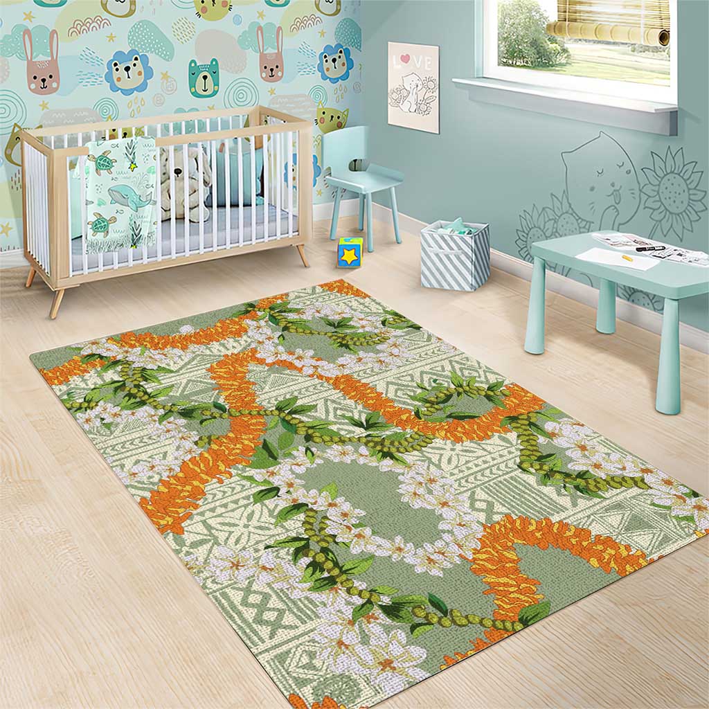 Aloha Festive Hawaii Area Rug Mokihana - Maile Leis in Muted Summer - Polynesian Pride