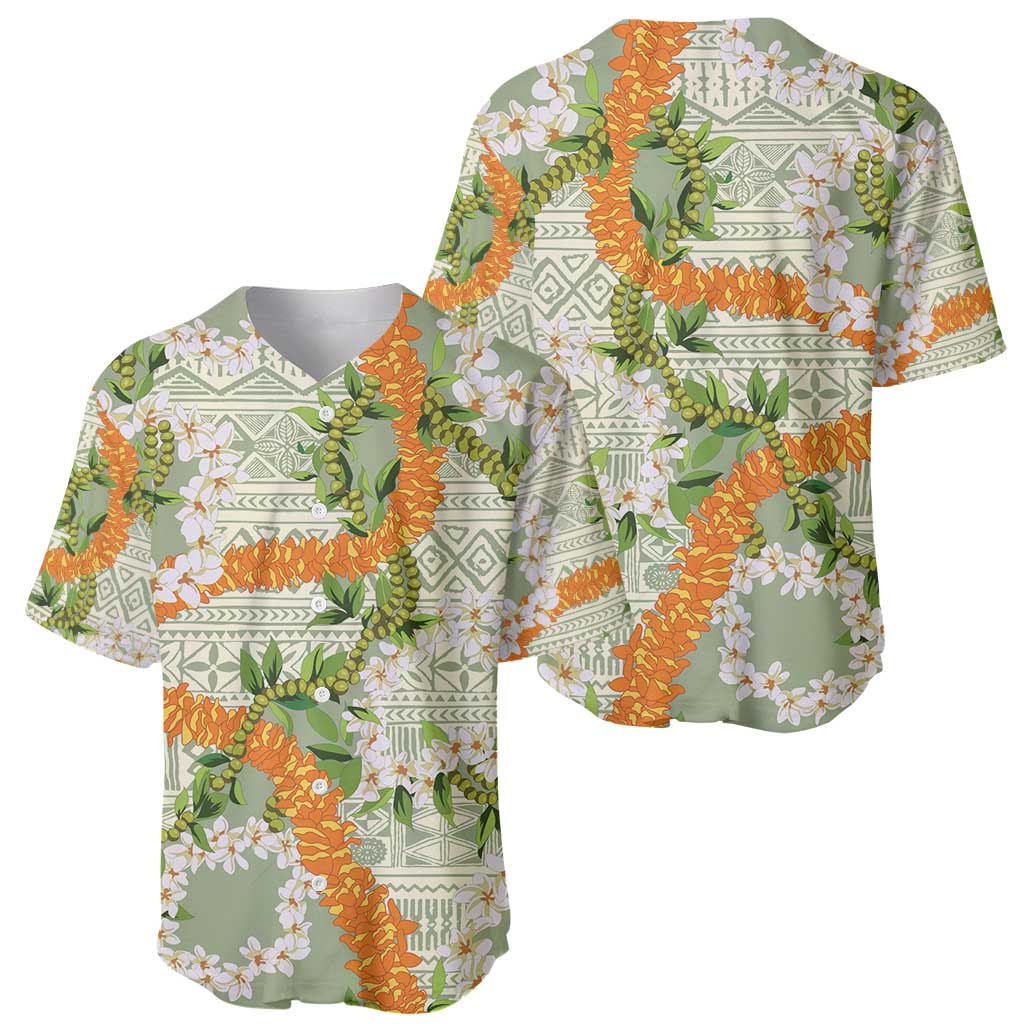 Aloha Festive Hawaii Baseball Jersey Mokihana - Maile Leis in Muted Summer - Polynesian Pride