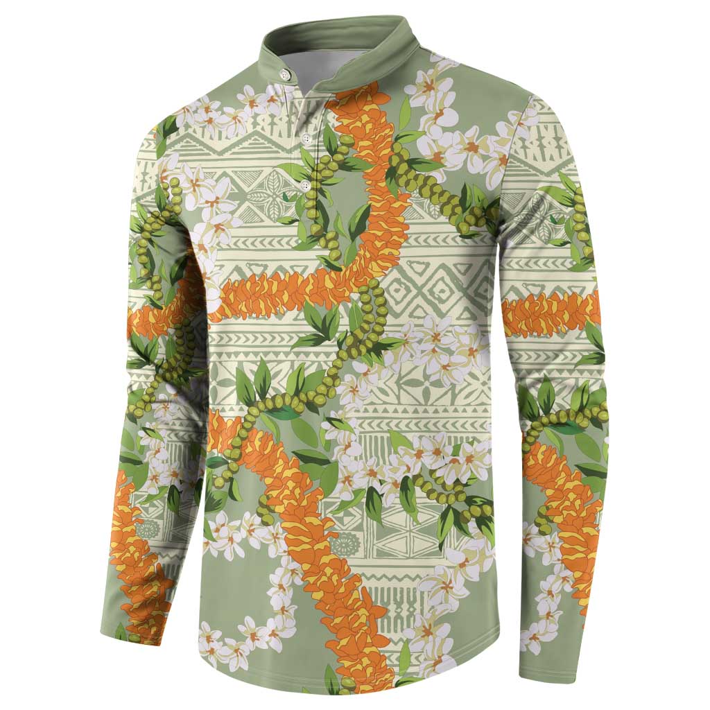 Aloha Festive Hawaii Button Sweatshirt Mokihana - Maile Leis in Muted Summer - Polynesian Pride