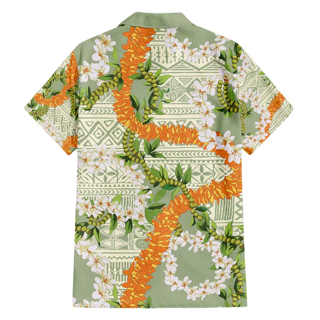 Aloha Festive Hawaii Family Matching Puletasi and Hawaiian Shirt Mokihana - Maile Leis in Muted Summer - Polynesian Pride