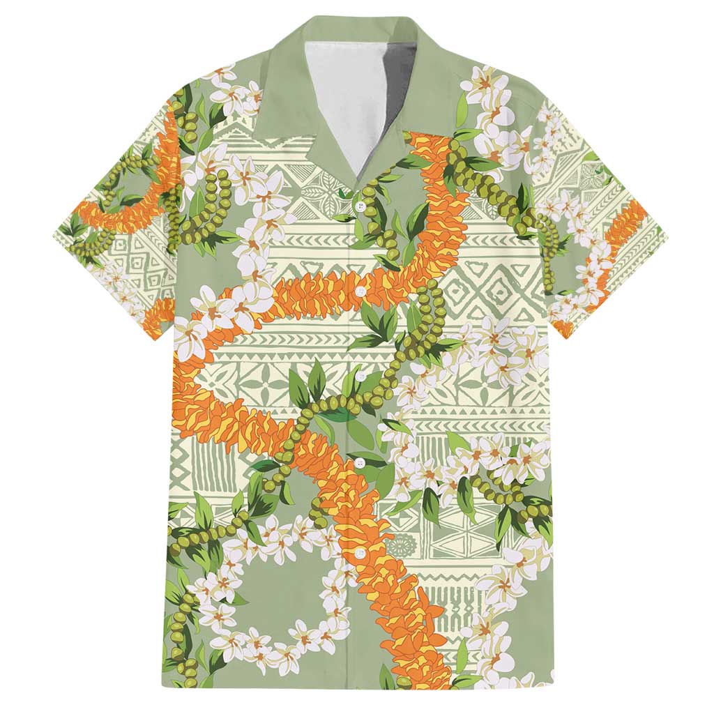 Aloha Festive Hawaii Family Matching Tank Maxi Dress and Hawaiian Shirt Mokihana - Maile Leis in Muted Summer - Polynesian Pride