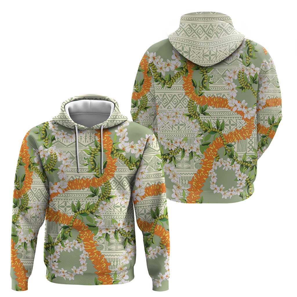 Aloha Festive Hawaii Hoodie Mokihana - Maile Leis in Muted Summer - Polynesian Pride