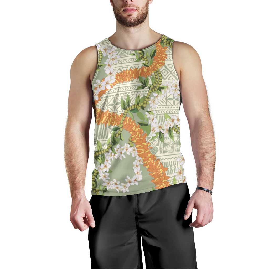 Aloha Festive Hawaii Men Tank Top Mokihana - Maile Leis in Muted Summer - Polynesian Pride