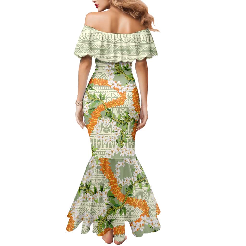 Aloha Festive Hawaii Mermaid Dress Mokihana - Maile Leis in Muted Summer - Polynesian Pride