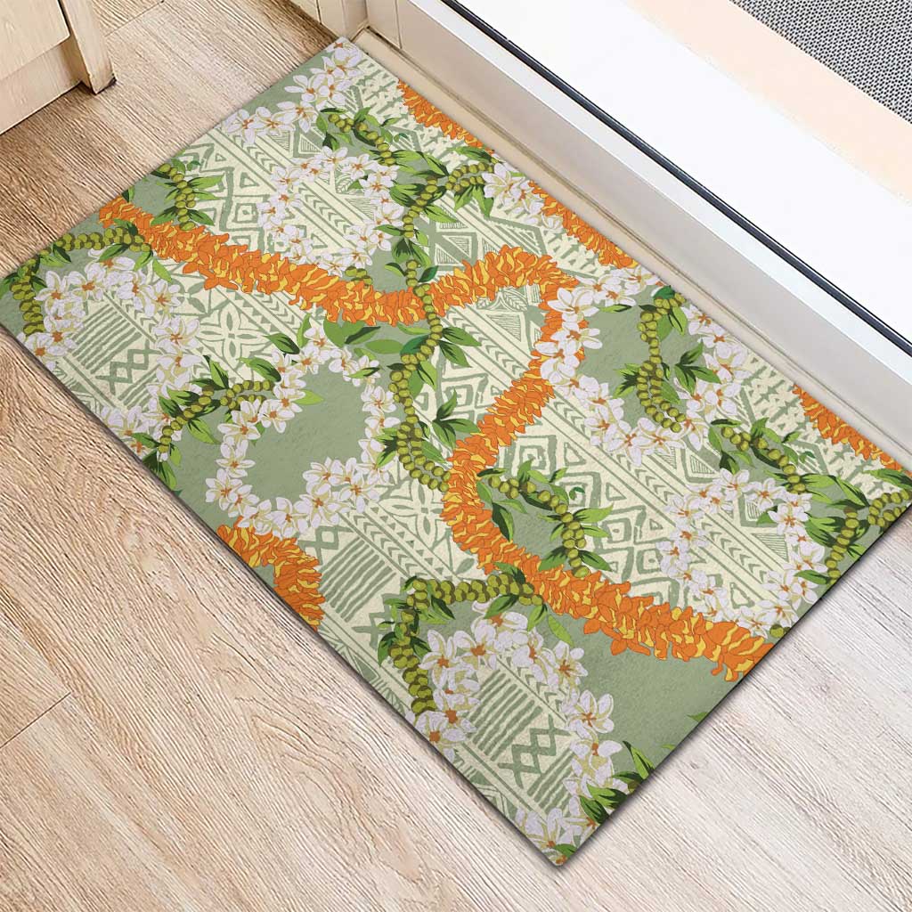 Aloha Festive Hawaii Rubber Doormat Mokihana - Maile Leis in Muted Summer - Polynesian Pride